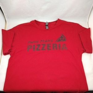 District Made Mens Red Twin Peaks Pizza Graphic Tee S